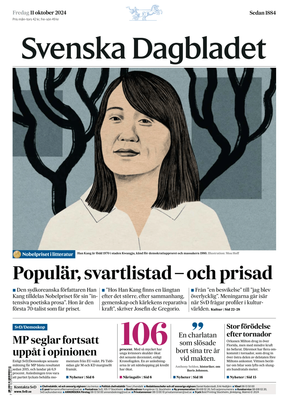 Prima-pagina-Svenska Dagbladet-edizione-di-oggi-20241011